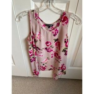 Express pink floral sleeveless top. Split back sheer fabric. size SP